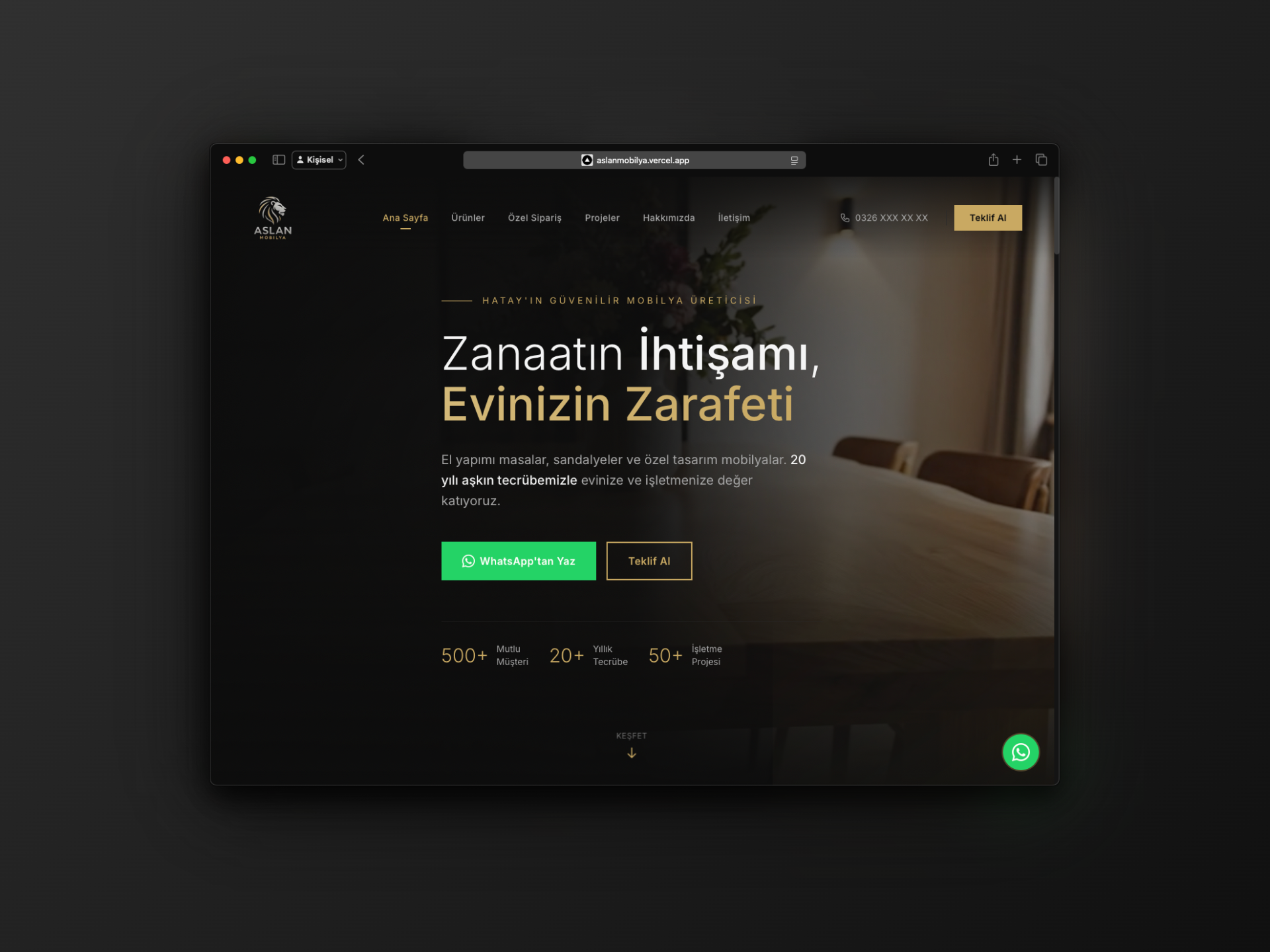 Aslan Mobilya — Kurumsal Web · Atekian